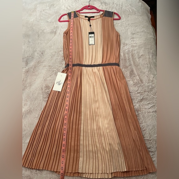 NWT! Brand New BCBGMAXAZRIA Sofi Pleated Dress Size 0. Color: Aprictmstc - Picture 12 of 12